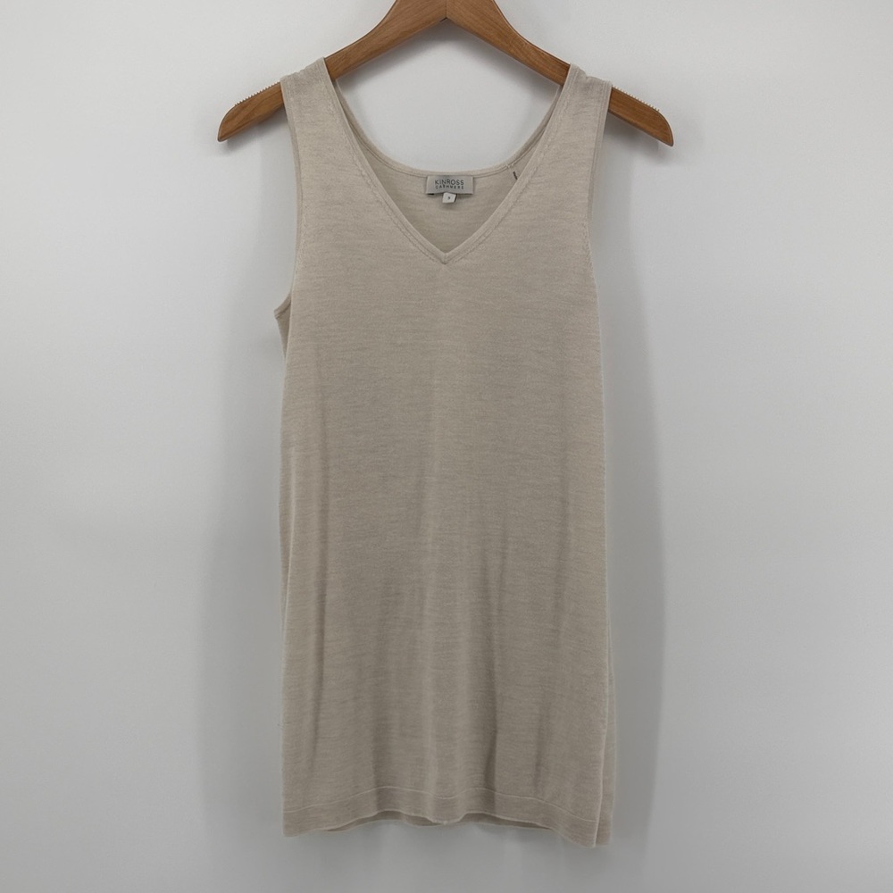 Kinross Cashmere Tank Top in Cream S A16